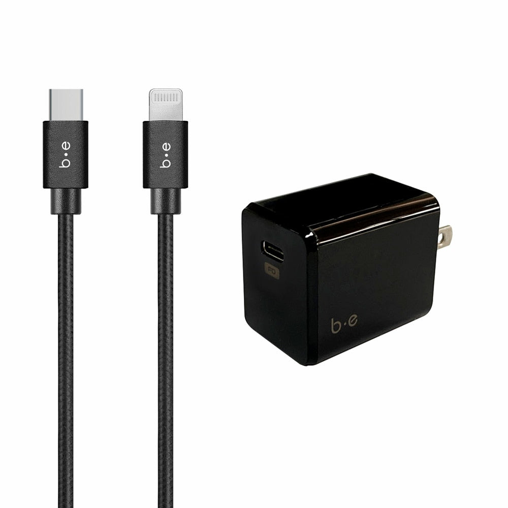 BEWCA20W4LB Wall Charger USB-C 20W PD USB-C to Lightning Cable 4ft Black
