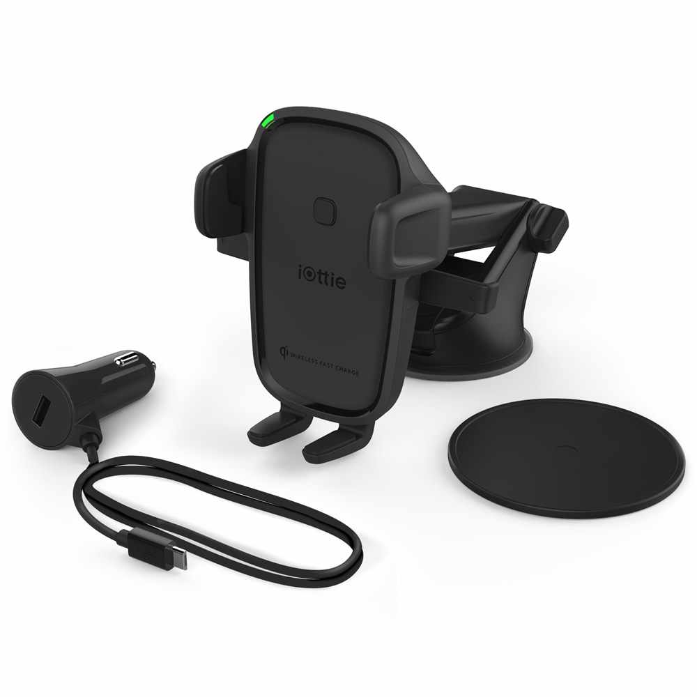 HLCRIO142 Easy One Touch Wireless 2 Fast Charging Dash & Windshield Mount Black