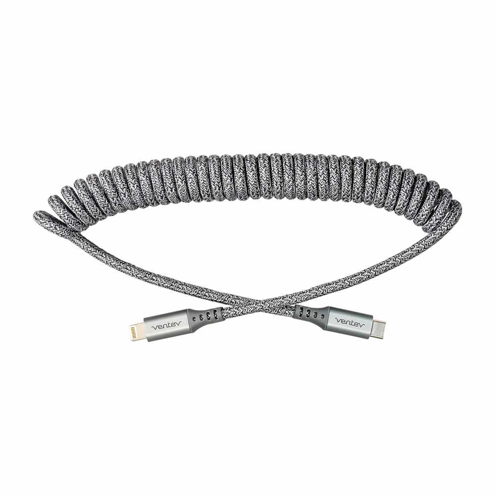 HC3GRY252382 Charge/Sync Helix Coiled USB-C to Lightning Cable 3ft Gray