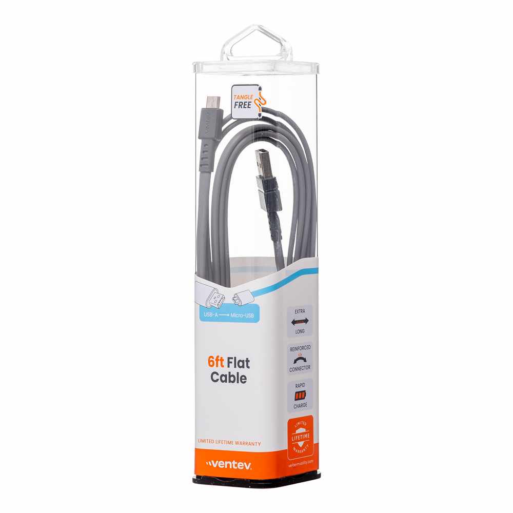 FC6GRY256528 ChargeSync Flat Micro USB Cable 6ft Gray