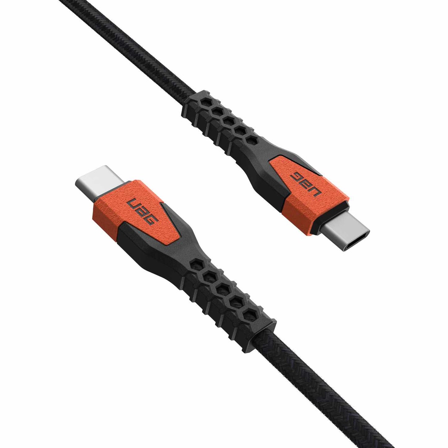 9B4413114097 Rugged Kevlar Core USB-C to USB-C Charge/Sync Cable 5ft Black/Orange