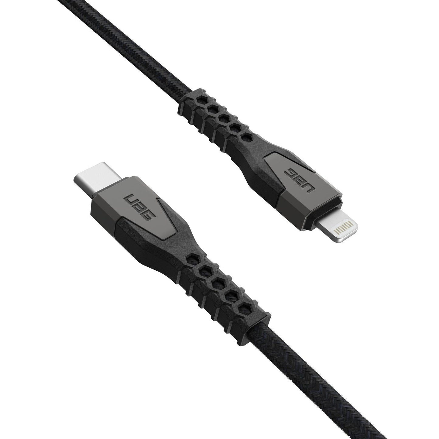 9B4414114030 Rugged Kevlar Core USB-C to Lightning Charge/Sync Cable 5ft Black/Grey