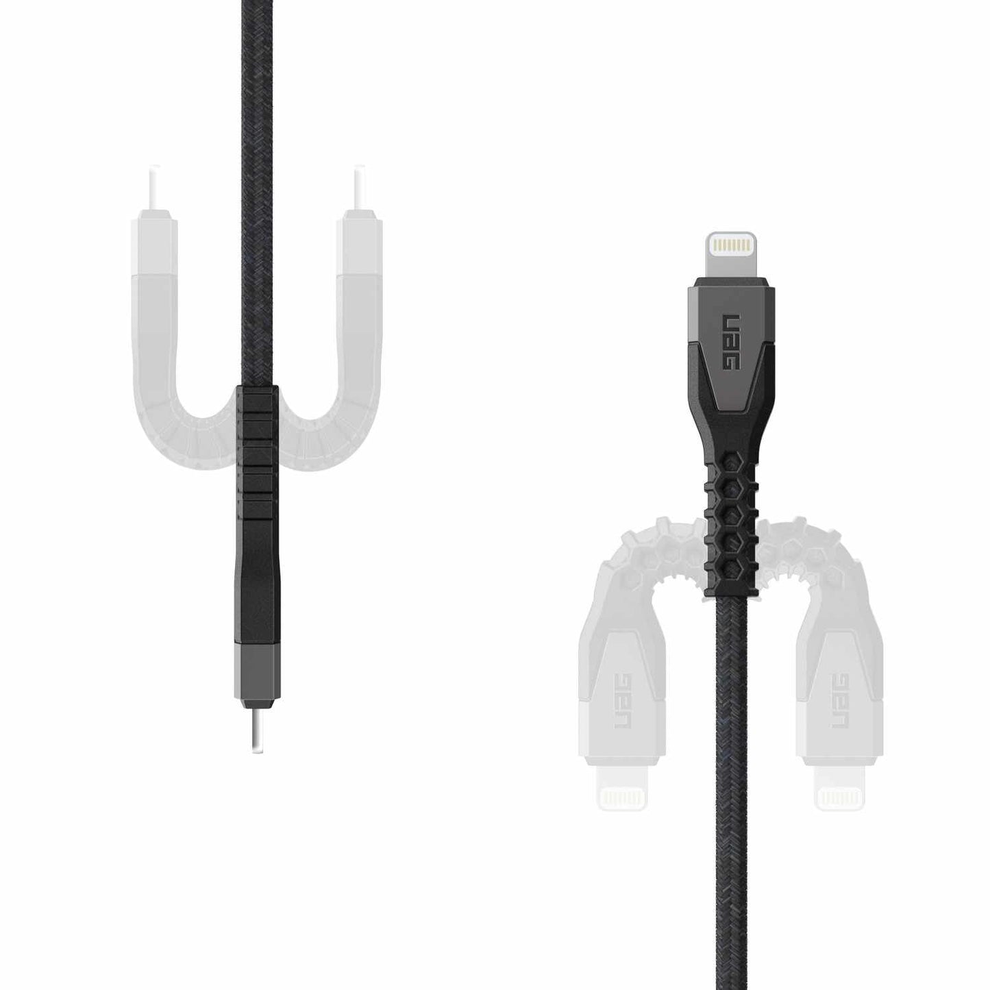 9B4414114030 Rugged Kevlar Core USB-C to Lightning Charge/Sync Cable 5ft Black/Grey