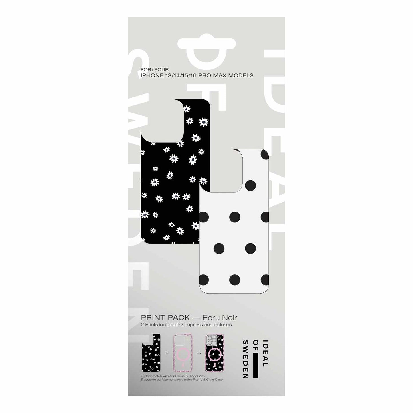 IDPP02559 Print Pack iPhone 16 Pro Max/15 Pro Max/14 Pro Max/13 Pro Max Ecru Noir