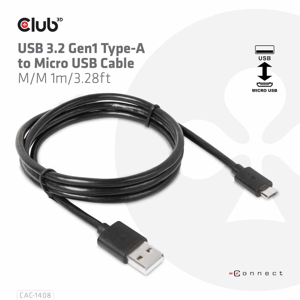 CAC1408 USB-A 3.2 to Micro USB Cable M/M 1m/3.28ft Black