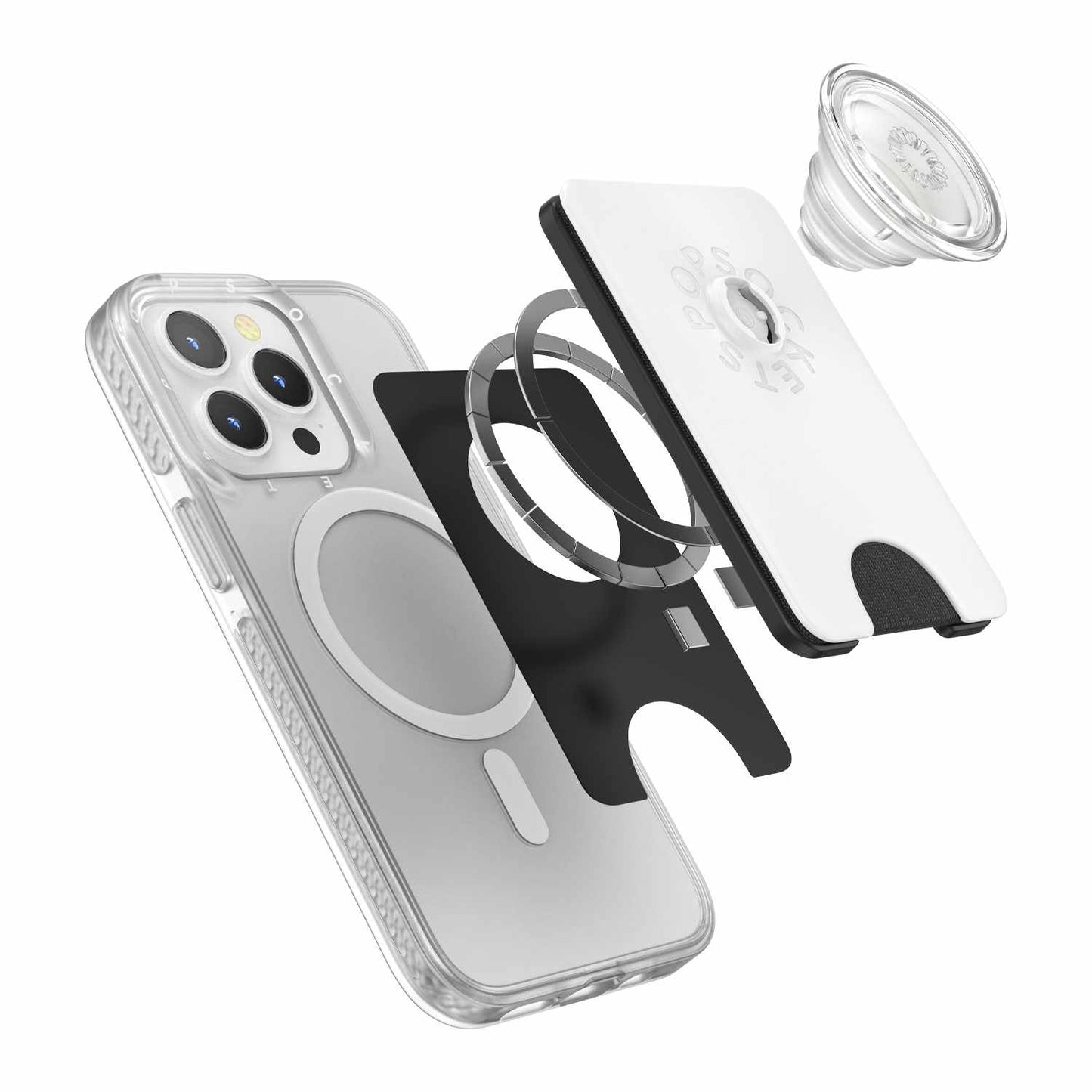 806926 PopWallet+ For MagSafe Round with Adapter Ring White/Clear