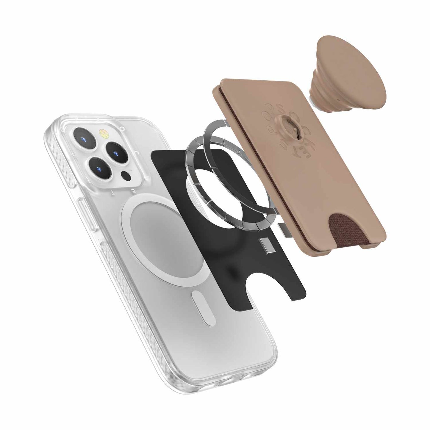 807087 PopWallet+ for MagSafe with Adapter Ring Latte Soft Touch