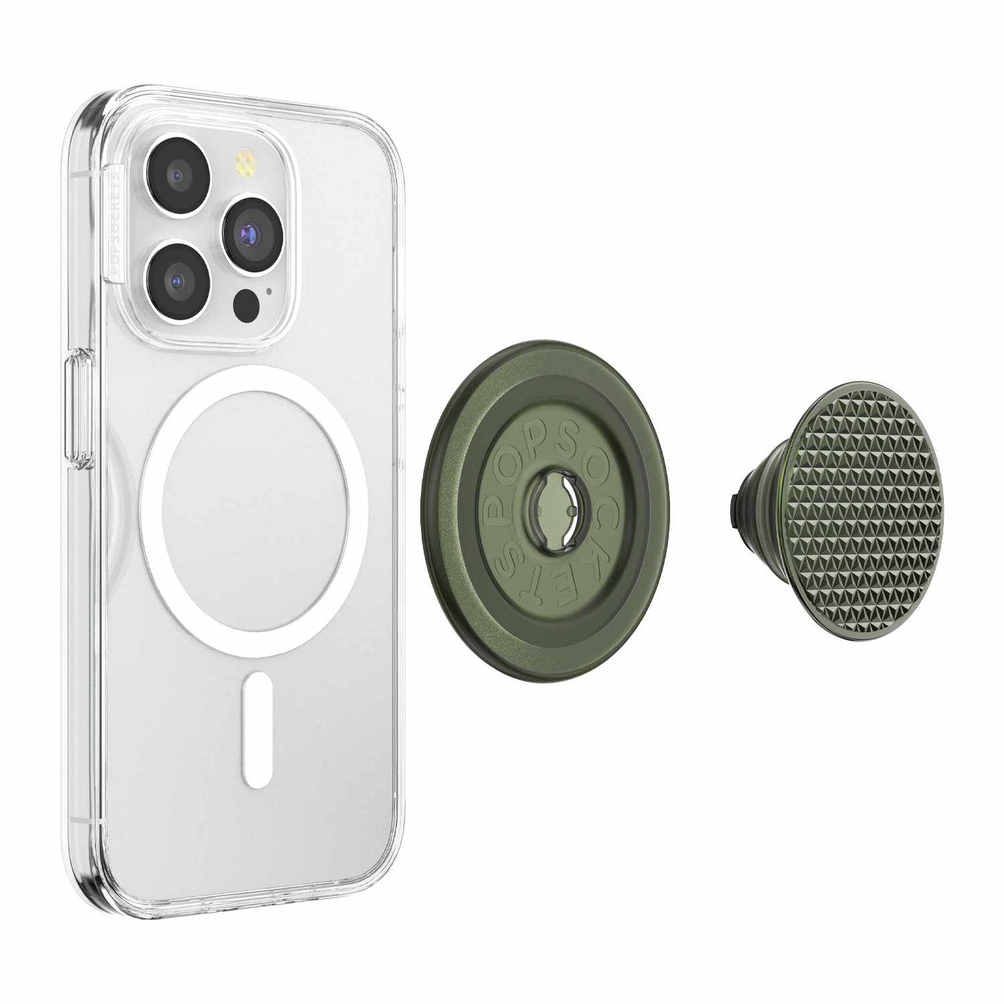 807279 PopGrip for MagSafe Round with Adapter Ring Triangle Knurled Olive
