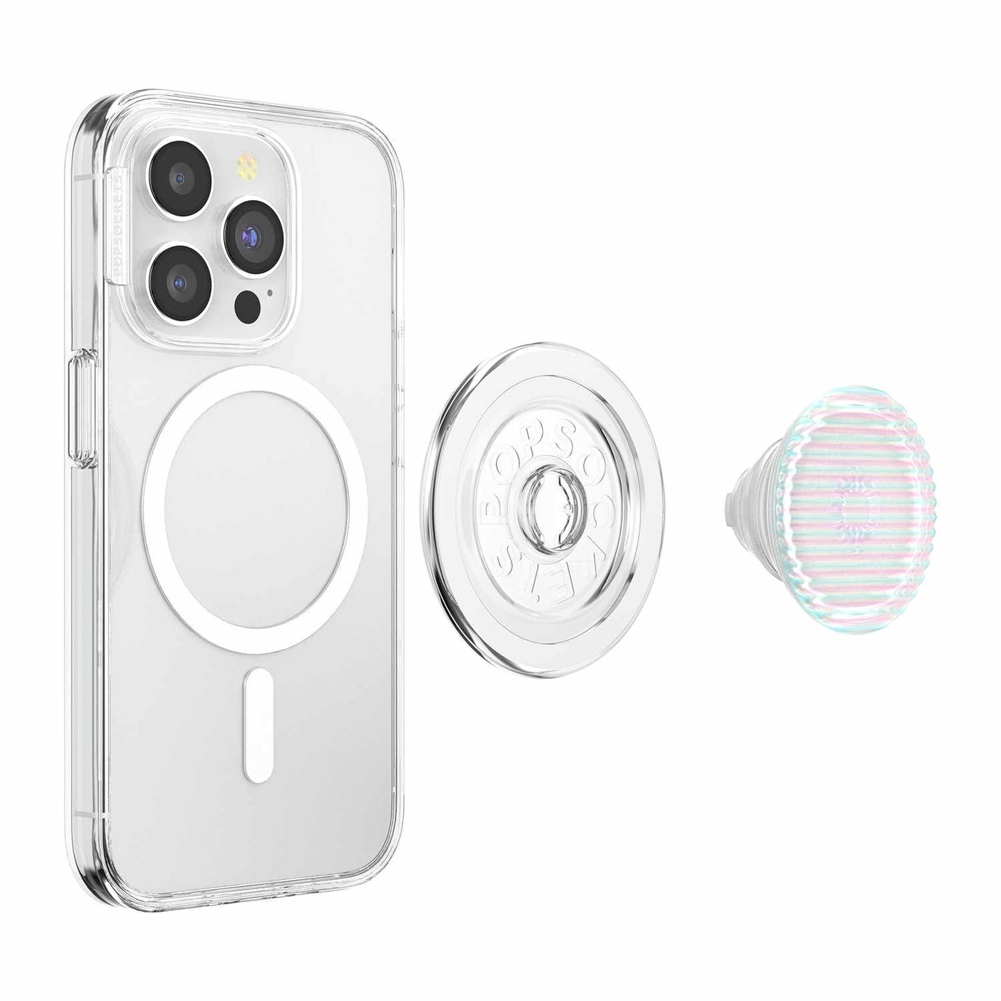 807474 PopGrip for MagSafe Round with Adapter Ring Fluted Opalescent