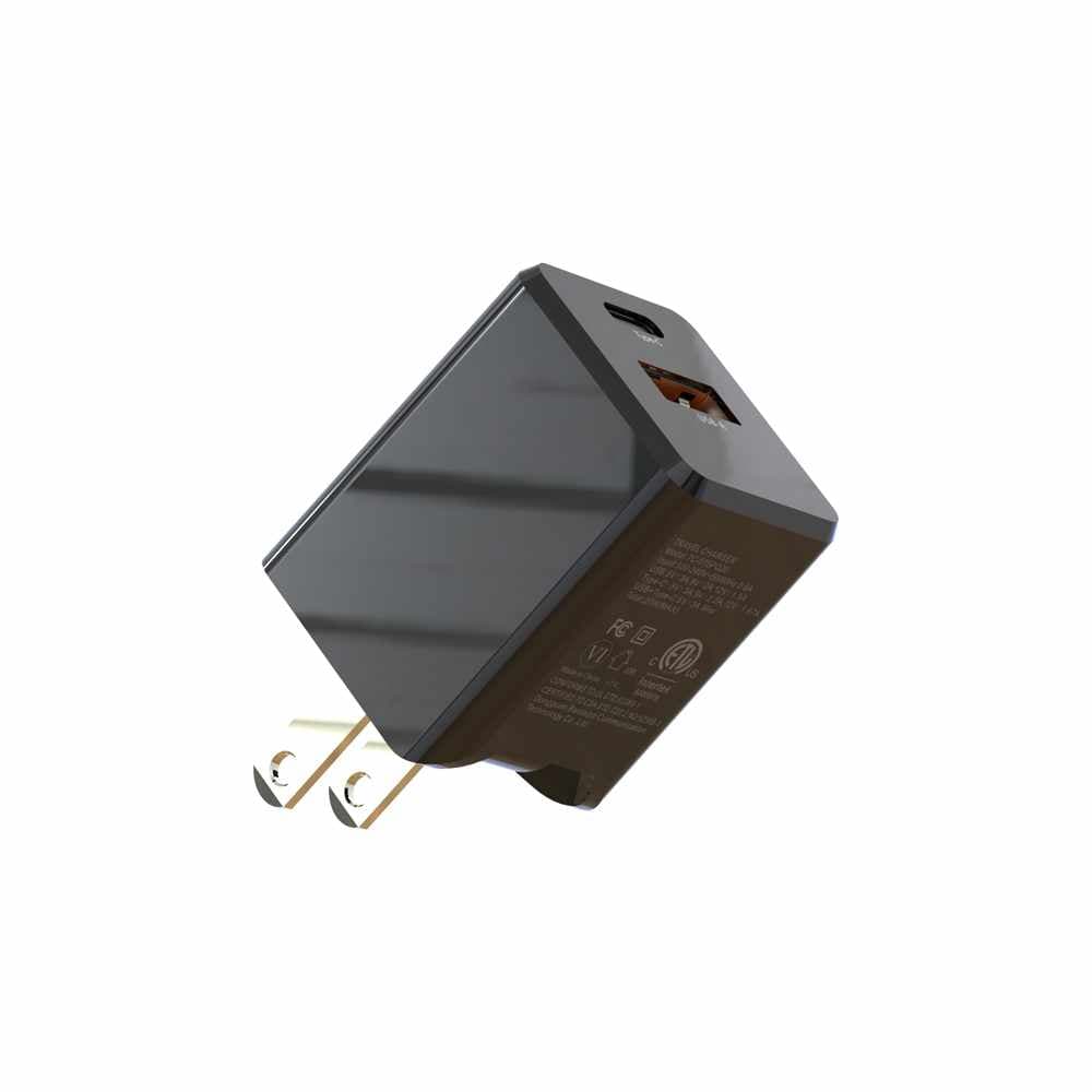 BEWCA20WB Wall Charger Dual USB-C 20W PD and USB-A Black