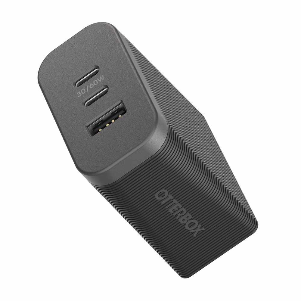 OtterBox Premium Pro Wall Charger 72W PD/PPS 2-Port USB-C & USB-A Black  w/ Foldable Prongs
