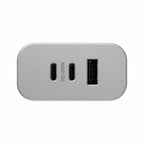 OtterBox Premium Pro Dual USB-C Wall Charger with extra USB-A 72W (USB-C 30WX2 + USB-A 12W) Lunar Light (White)