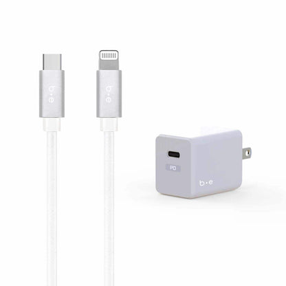 BEWCA20W4LW Wall Charger USB-C 20W PD USB-C to Lightning Cable 4ft White