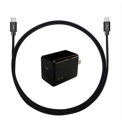 BEWCA20W4LB Wall Charger USB-C 20W PD USB-C to Lightning Cable 4ft Black