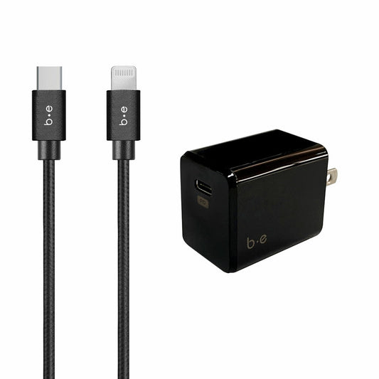 BEWCA20W4LB Wall Charger USB-C 20W PD USB-C to Lightning Cable 4ft Black