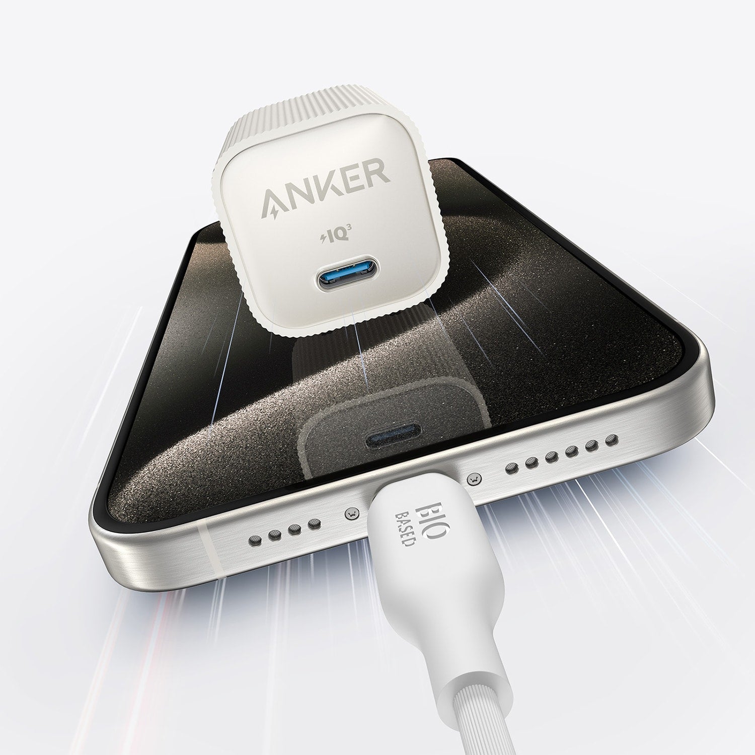 Anker Nano Wall Charger 30W USB-C White with USB-C AKSD Brained 3ft Cable