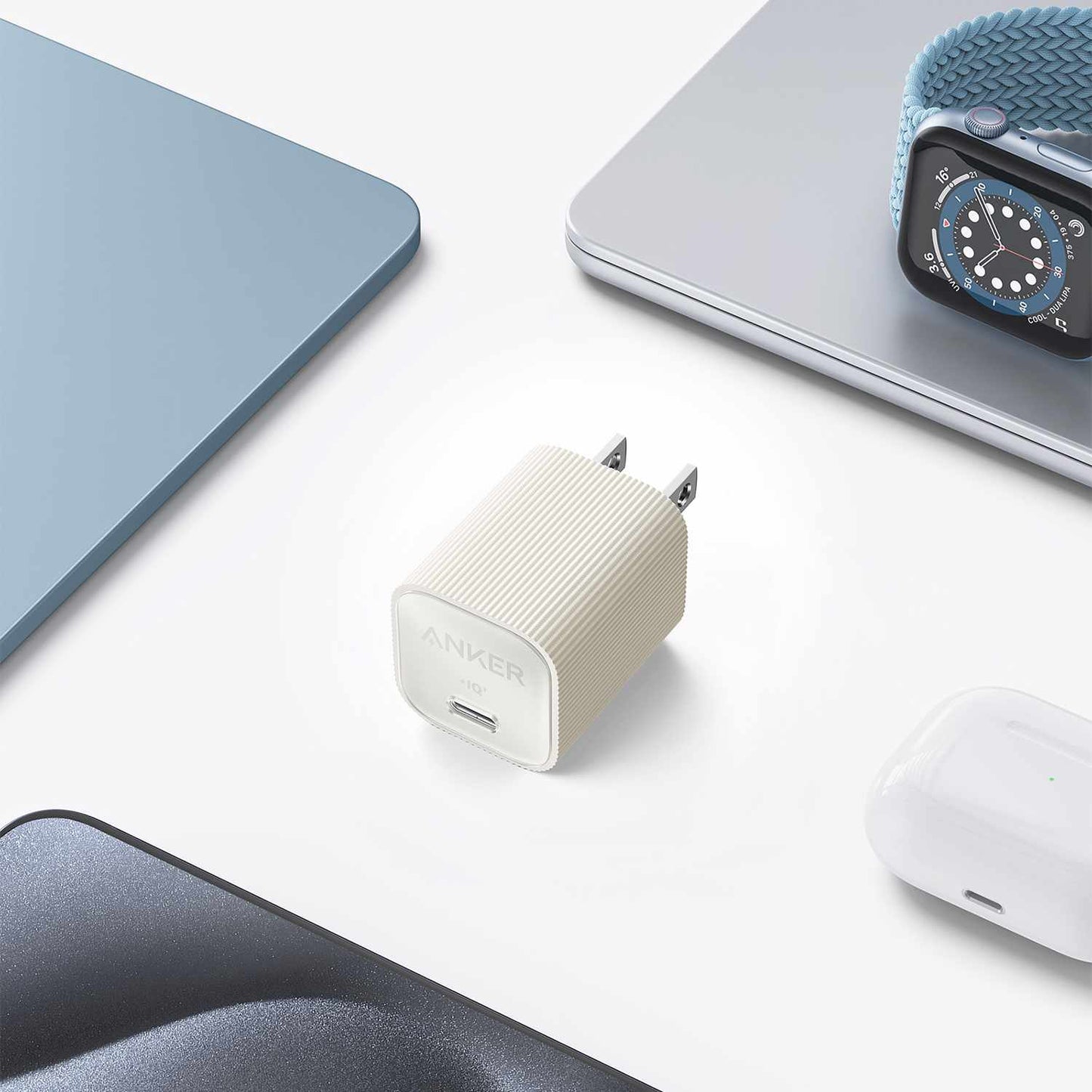 B2337J215 Nano USB-C Wall Charger 30W with AKSD 3ft C-C Eco Braided Cable White