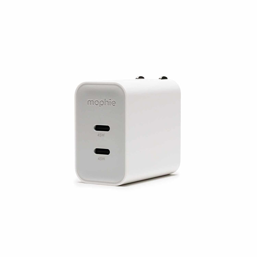 mophie Wall Charger 45W PD 2-Port USB-C White - GekkoTech