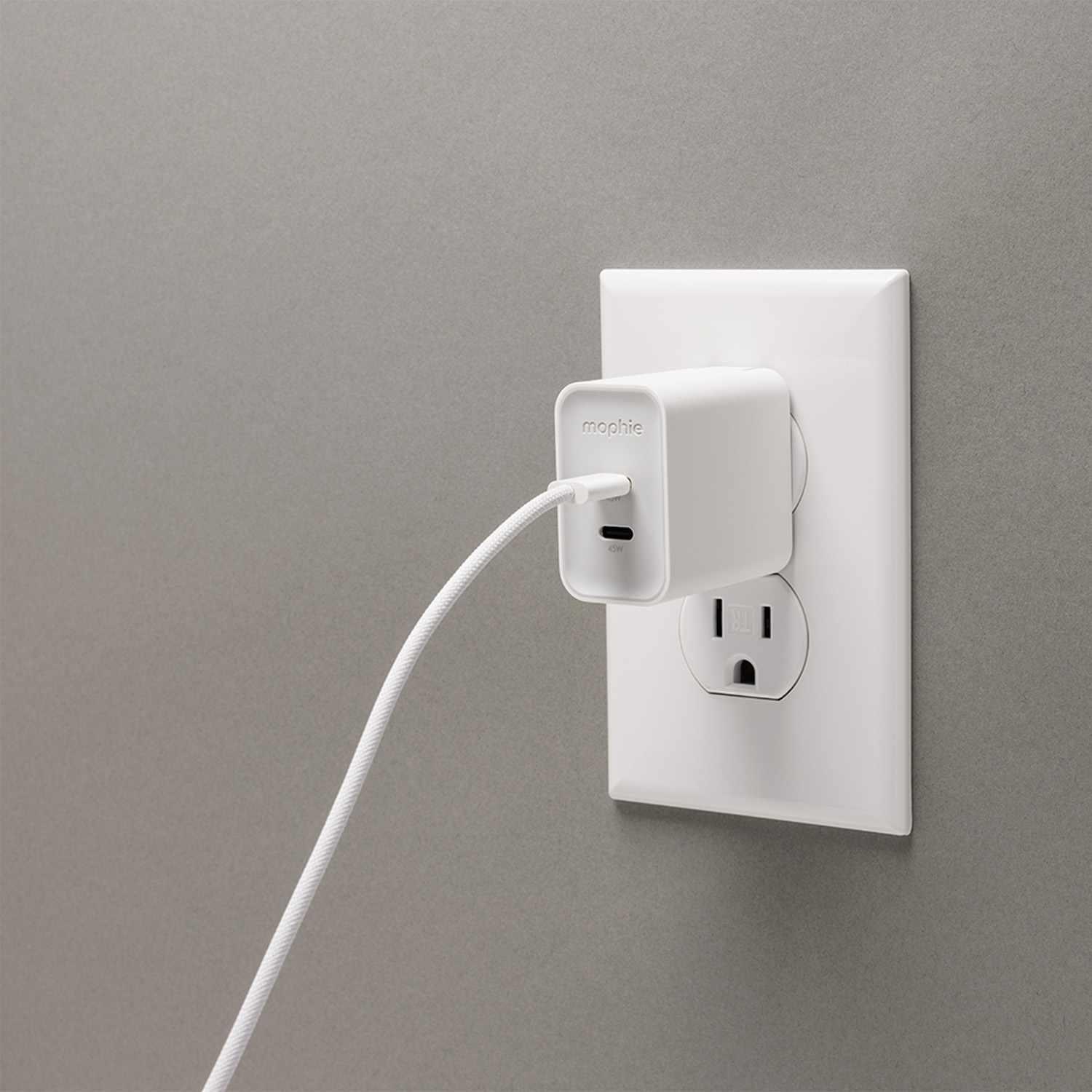 mophie Wall Charger 45W PD 2-Port USB-C White - GekkoTech