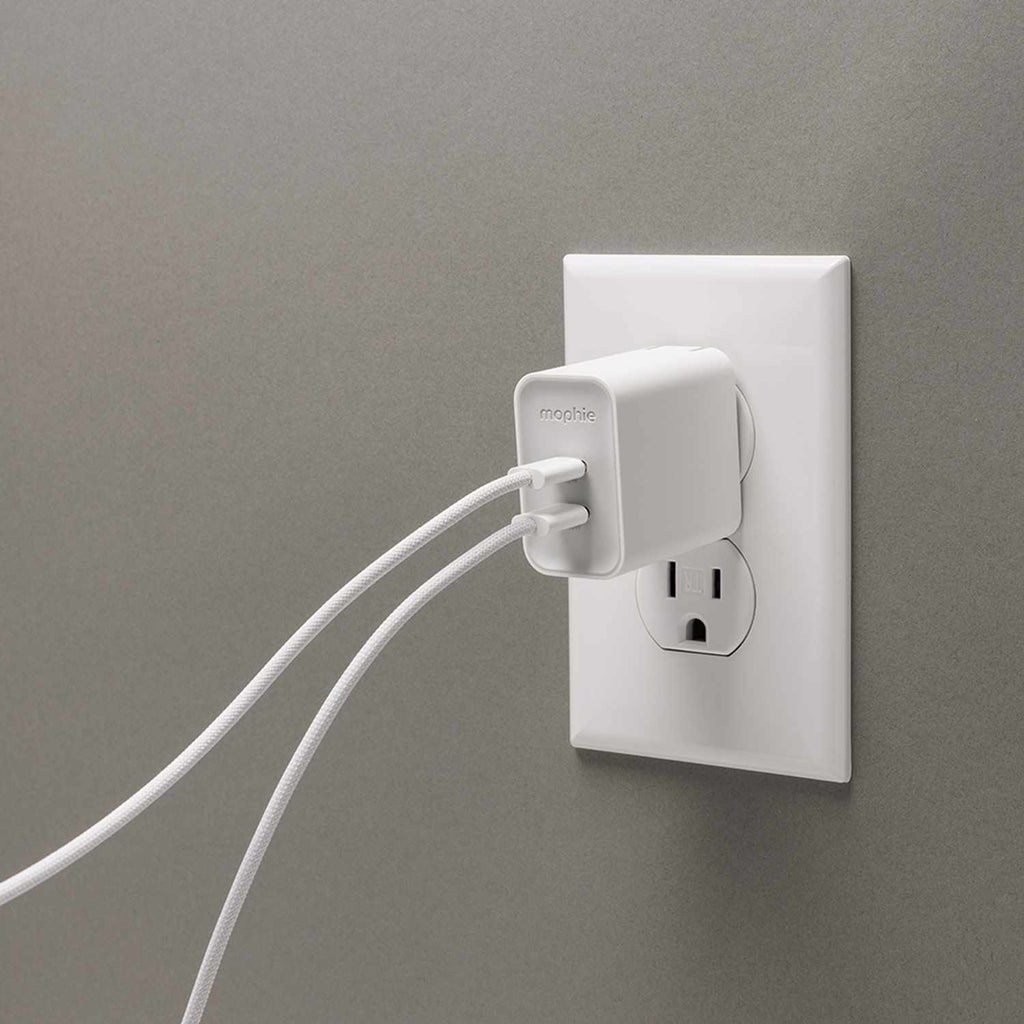mophie Wall Charger 70W PD 2-Port USB-C White
