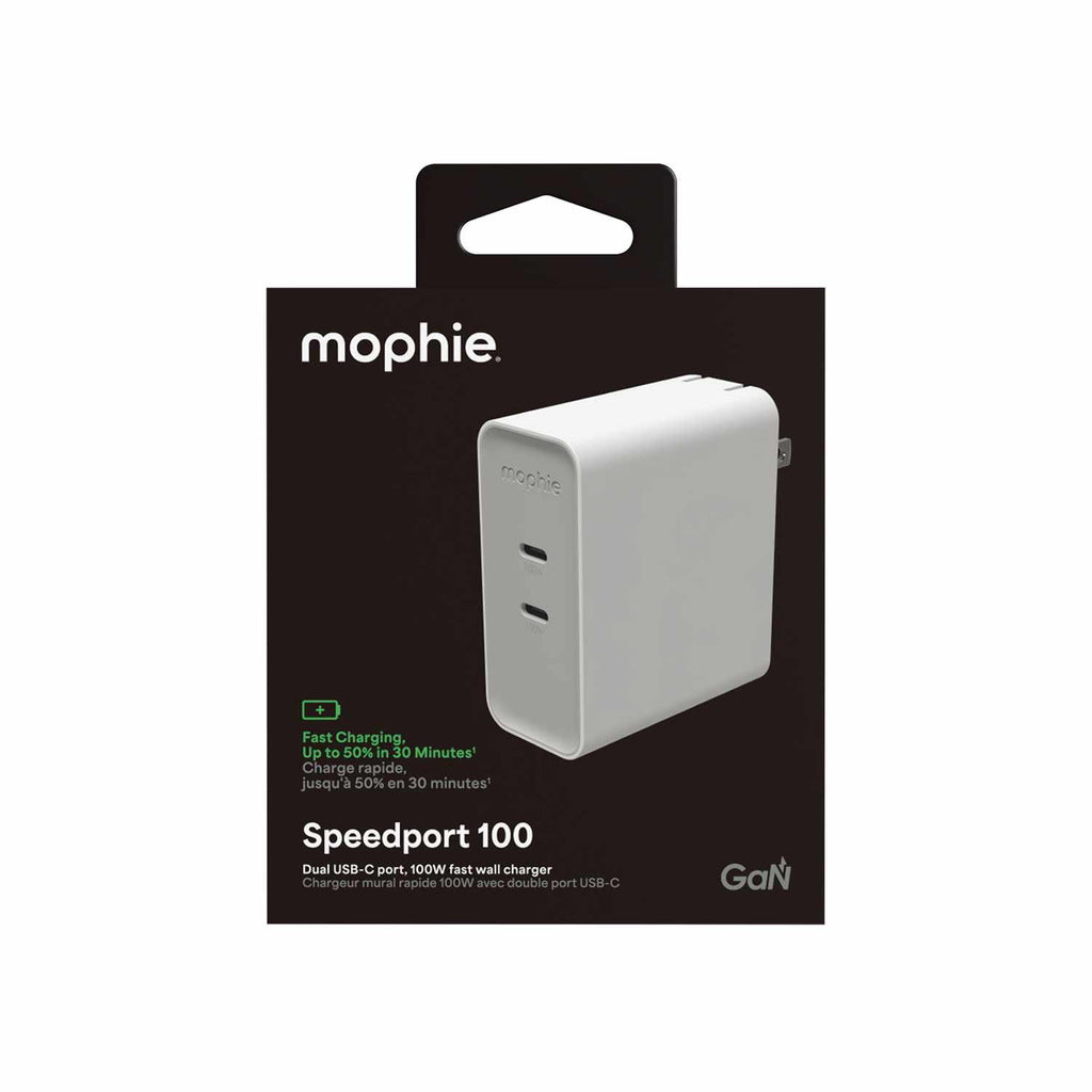 mophie Wall Charger 100W GaN PD 2-Port USB-C White