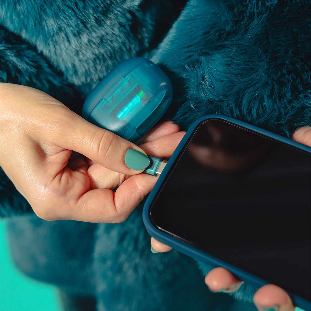 JLab Go Pop True Wireless Earbuds with Active Noise Cancellation Transparent Teal