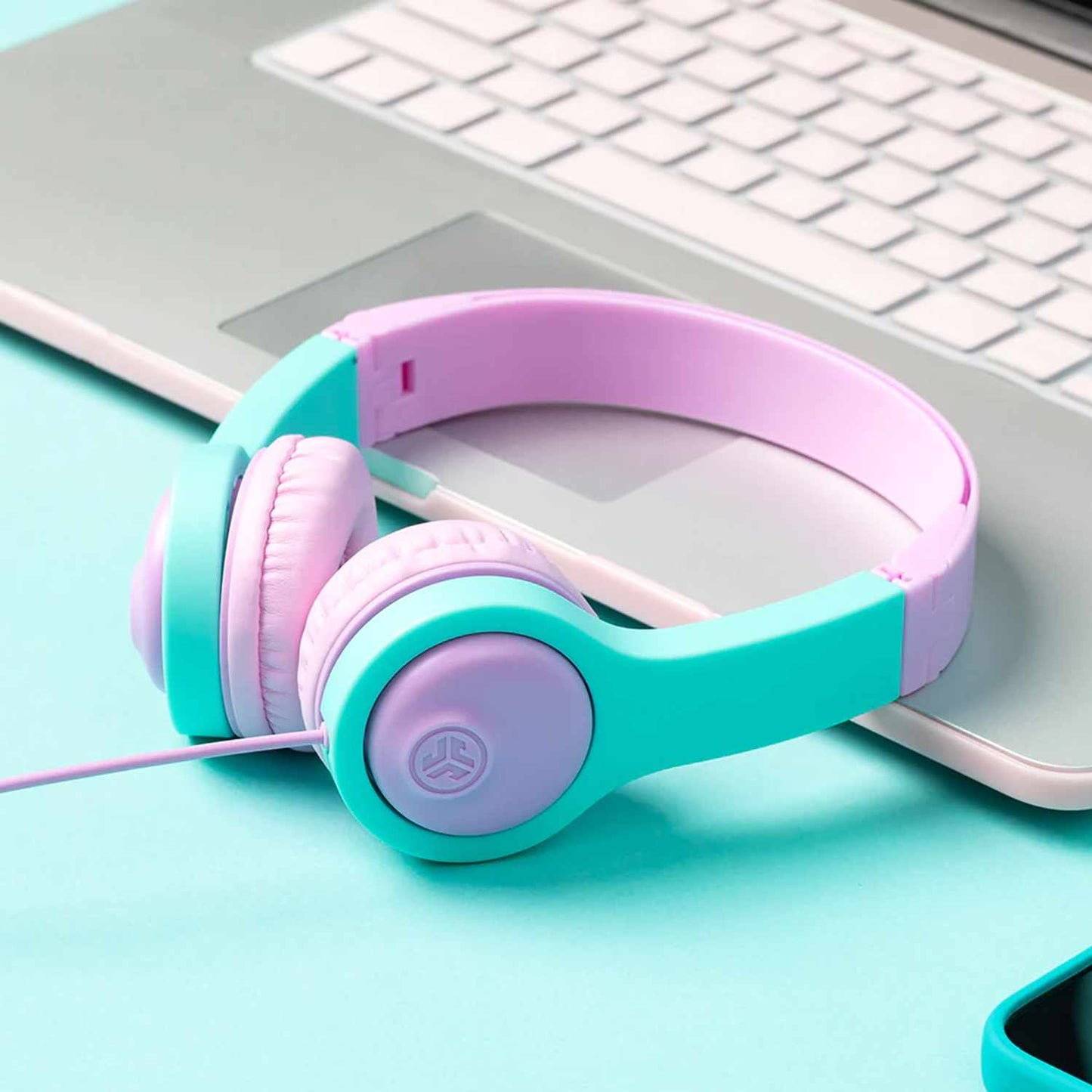 IFCHJBUDDIES2RPNK6 JBuddies Folding Wired Headphones Gen2 Pink/Teal
