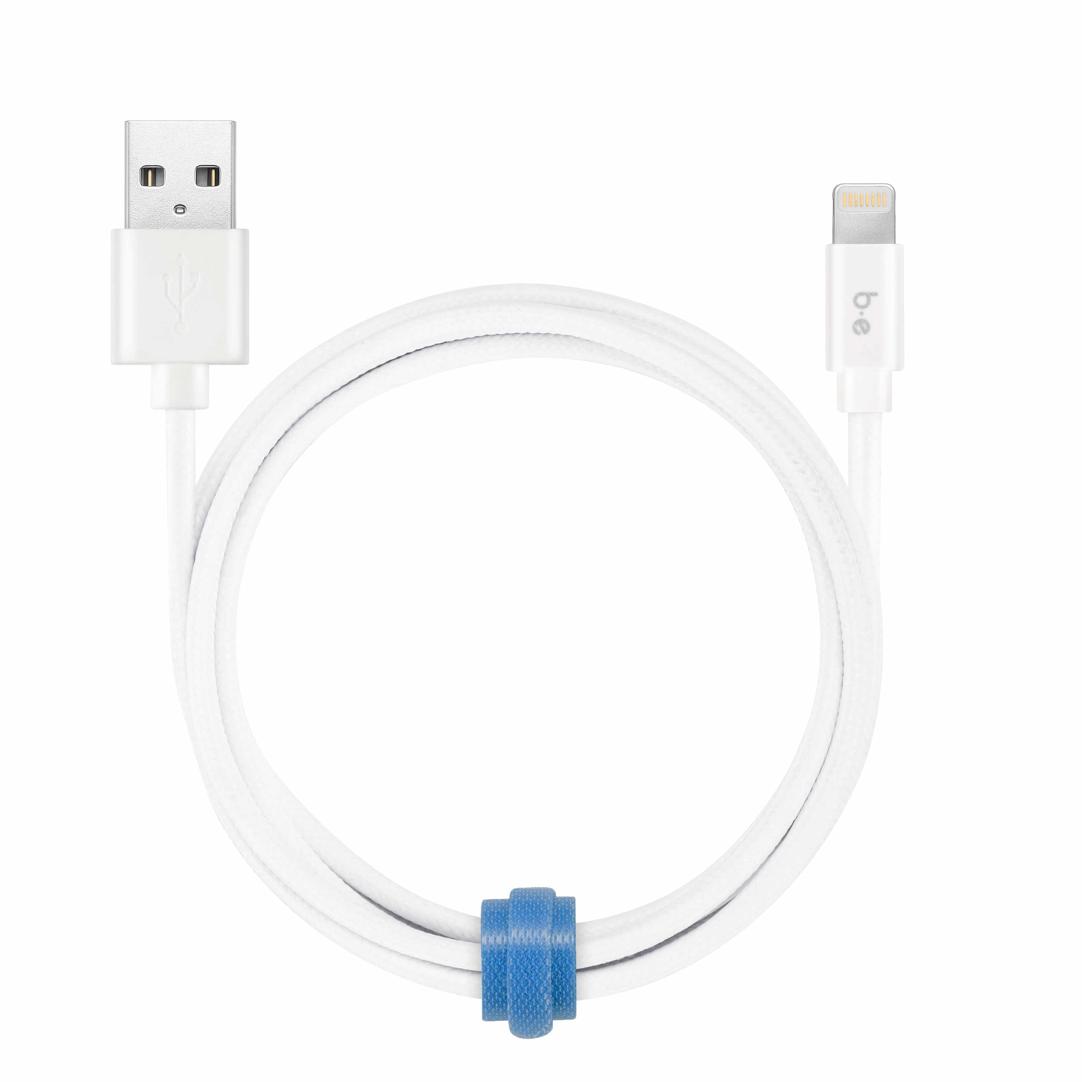 Blu Element Braided Charge/Sync Lightning to USB-A 6ft White - GekkoTech