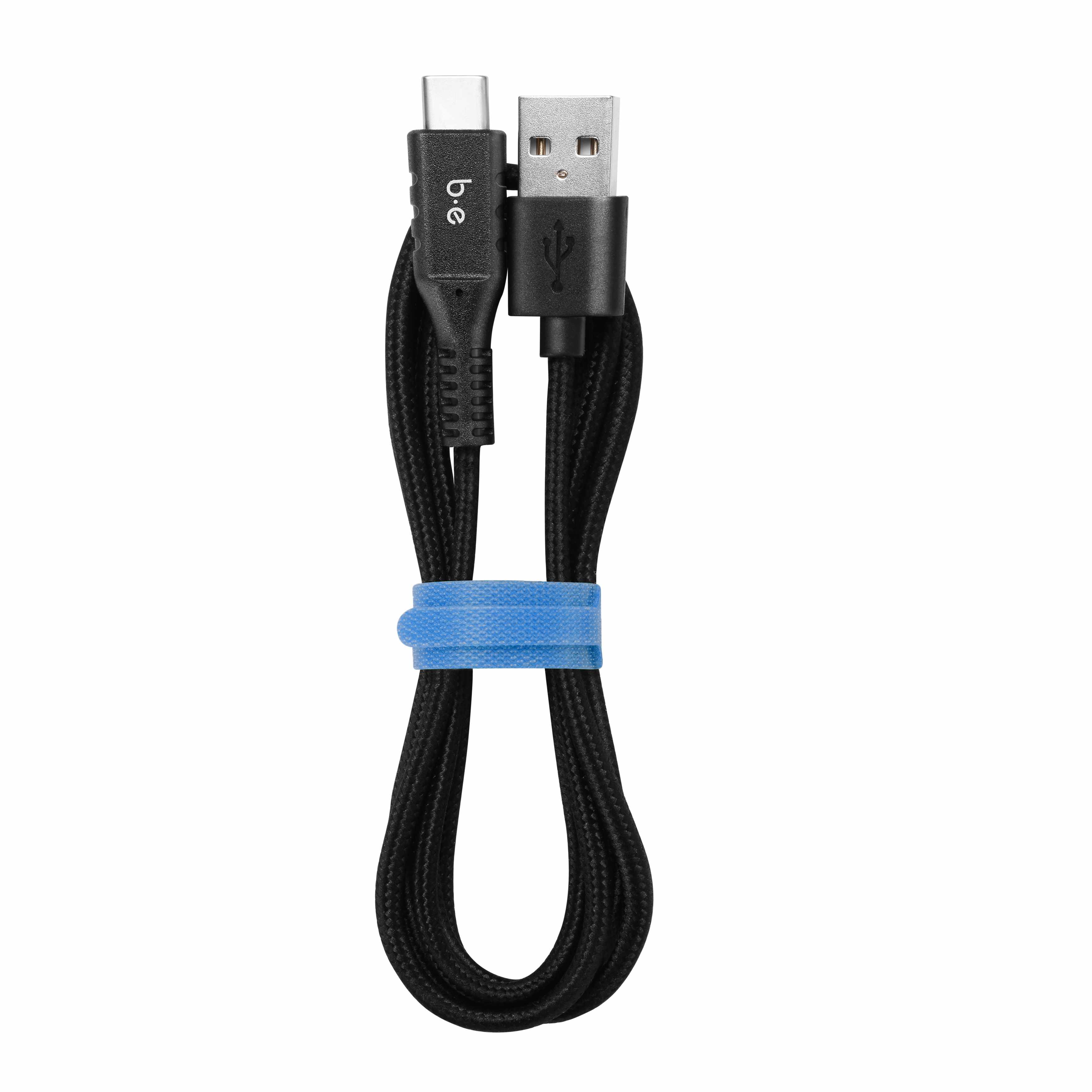 Blu Element Braided Charge/Sync USB-C to USB-A Cable 4ft Black - GekkoTech