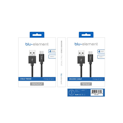 B4TCBK Braided Charge/Sync USB-C to USB-A Cable 4ft Black