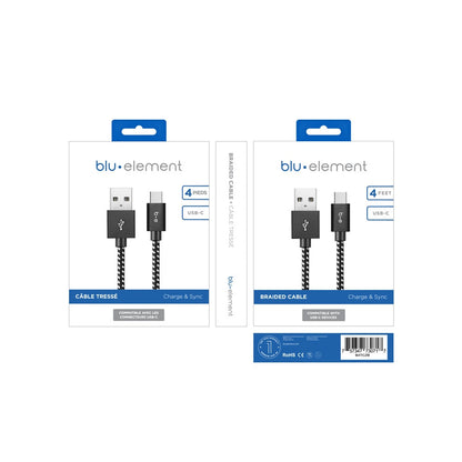B4TCZB Braided Charge/Sync USB-C to USB-A Cable 4ft Zebra