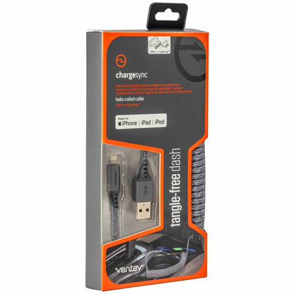 COILCABTGVNV Helix Coiled Charge/Sync Lightning Cable 1ft Grey
