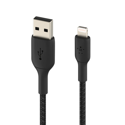 CAA002bt2MBK BoostCharge Braided Lightning to USB-A Cable 6ft Black