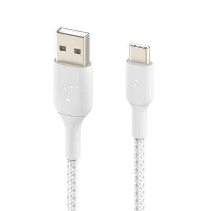 CAB002bt1MWH BoostCharge Braided USB-C to USB-A Cable 4ft White