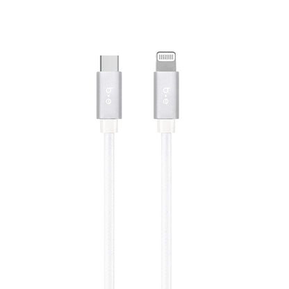 BEC2CL6W Braided Charge/Sync USB-C to Lightning Cable 6ft White