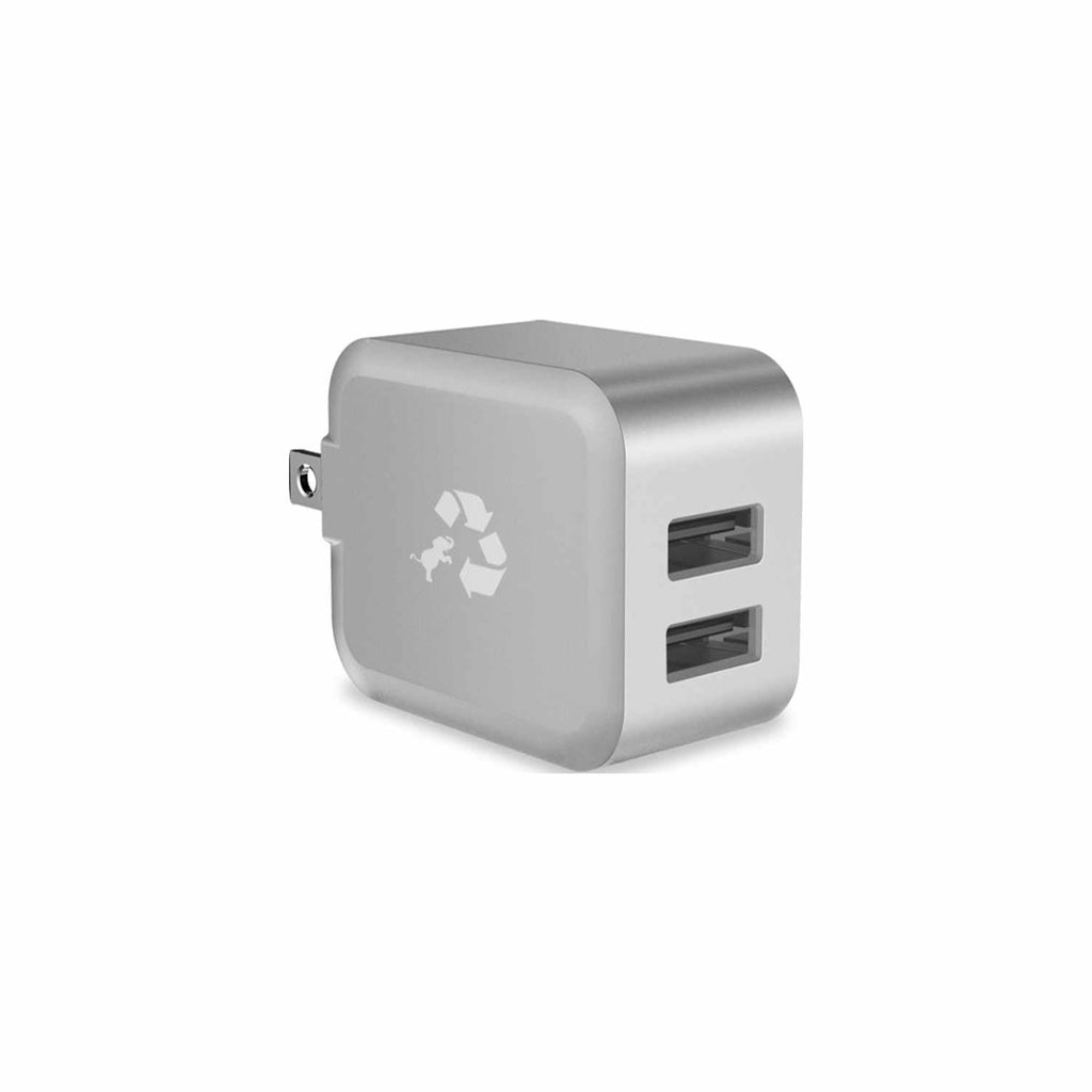 Nimble Wally Duo Wall Charger 12W 2-Ports USB-A with USB-A to Lightning cable Silver