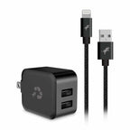 Nimble Wally Duo Wall Charger 12W 2-Ports USB-A with USB-A to Lightning cable Black