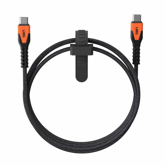 9B4413114097 Rugged Kevlar Core USB-C to USB-C Charge/Sync Cable 5ft Black/Orange