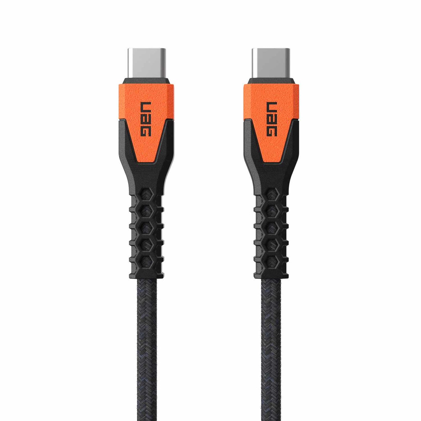 9B4413114097 Rugged Kevlar Core USB-C to USB-C Charge/Sync Cable 5ft Black/Orange