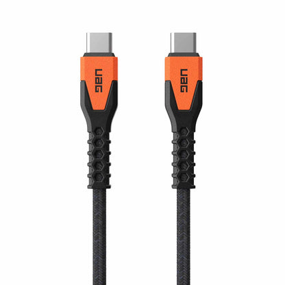 9B4413114097 Rugged Kevlar Core USB-C to USB-C Charge/Sync Cable 5ft Black/Orange