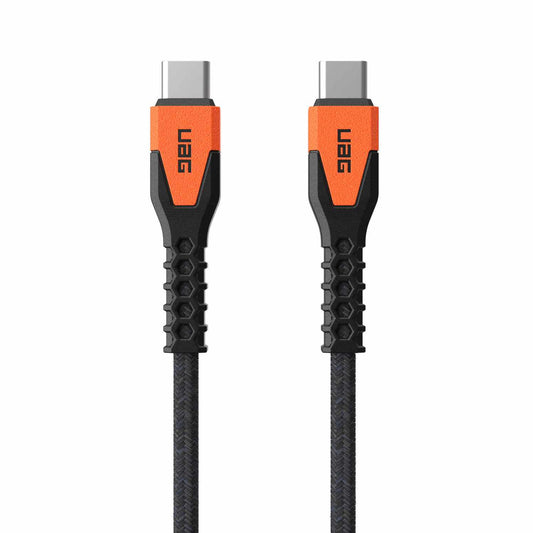 9B4413114097 Rugged Kevlar Core USB-C to USB-C Charge/Sync Cable 5ft Black/Orange