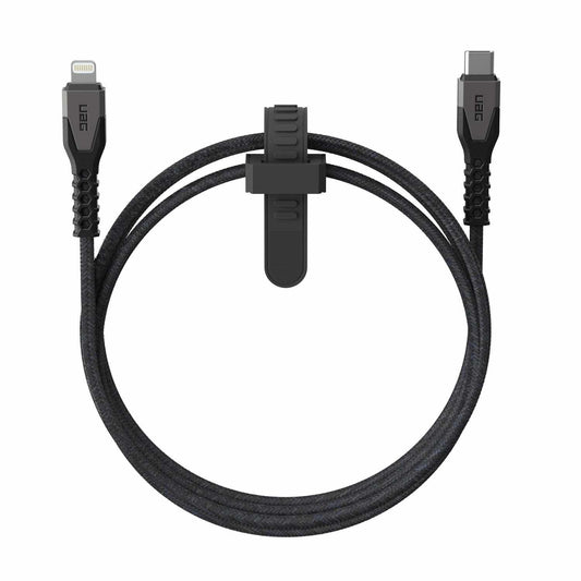 9B4414114030 Rugged Kevlar Core USB-C to Lightning Charge/Sync Cable 5ft Black/Grey