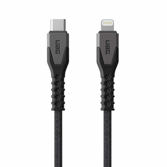 9B4414114030 Rugged Kevlar Core USB-C to Lightning Charge/Sync Cable 5ft Black/Grey