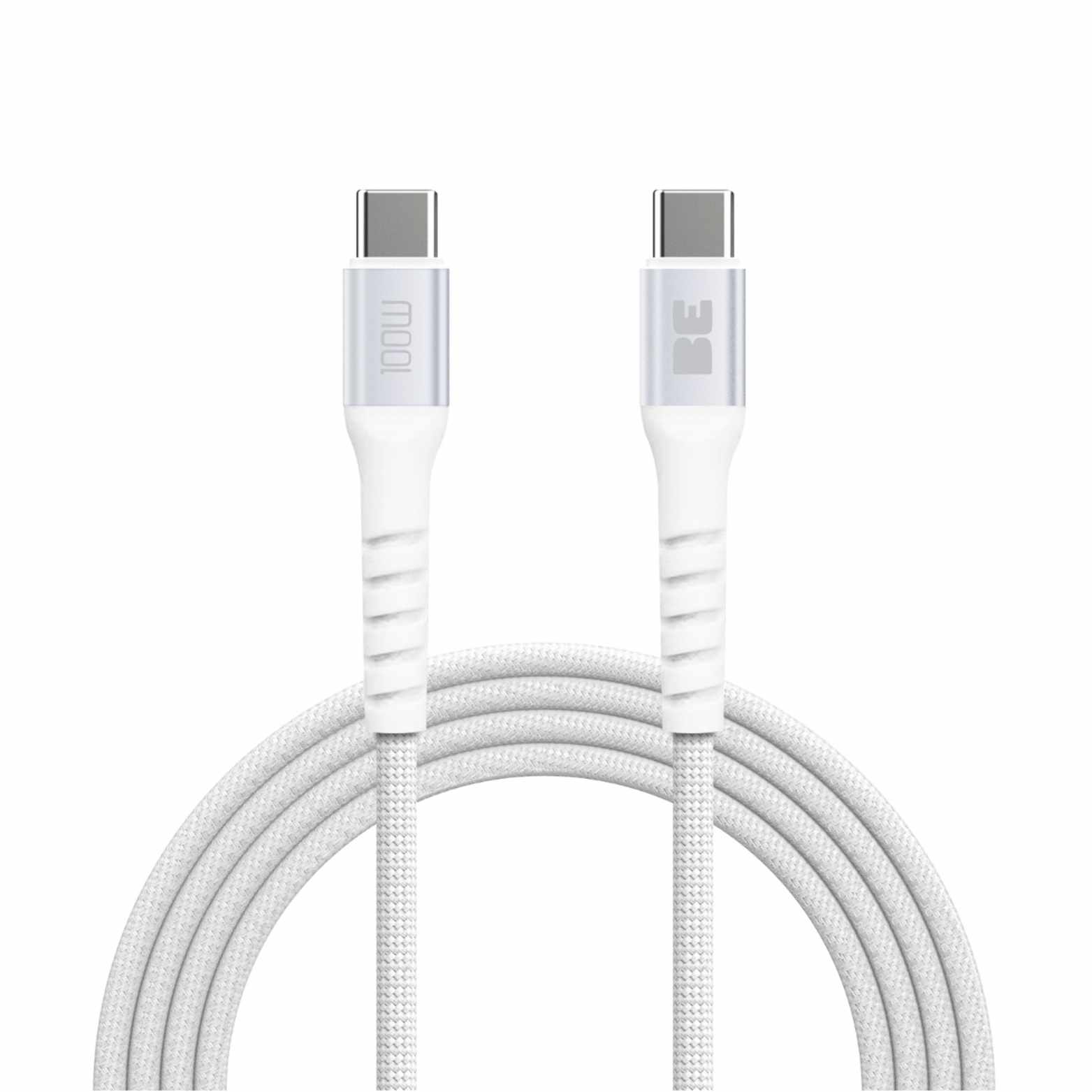 Blu Element SpeedCharge Premium Braided Cable USB-C to USB-C 6ft 100W White