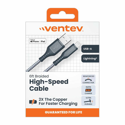 BC6GRY262893 High Speed USB-A to USB-C Braided Cable 6ft Grey