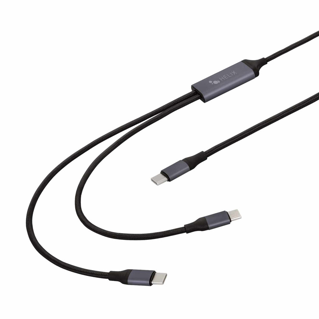 Helix/Retrak 100W 2-in-1 USB C to Dual USB-C Cable Black