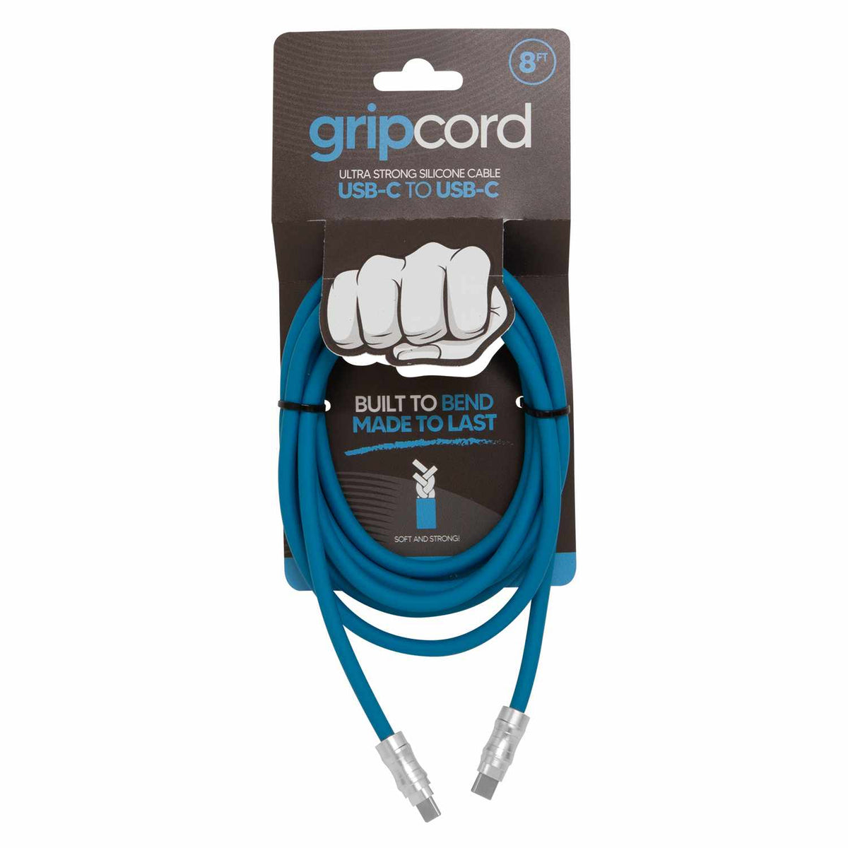 Helix/Retrak Gripcord 8ft Silicone USB-C Cable 8ft Blue