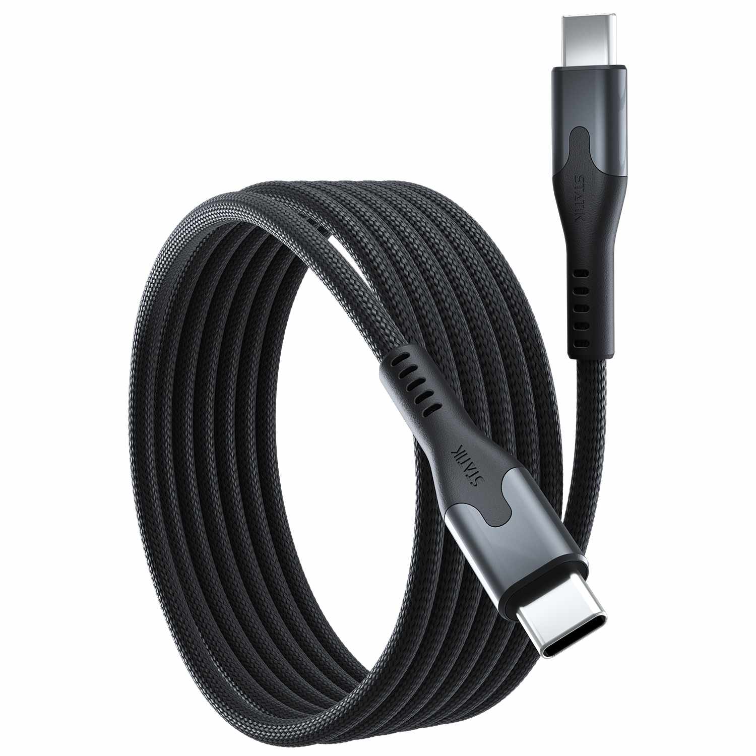 Blu Element SelfCoil Magnetic Cable USB-C to USB-C 6ft 100W Black