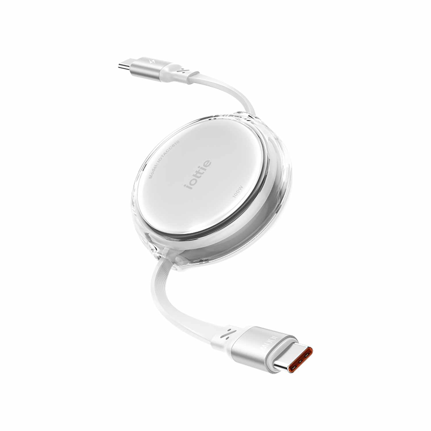 iOttie Retractable Cable 100W USB-C to USB-C (set of 2) 3ft White