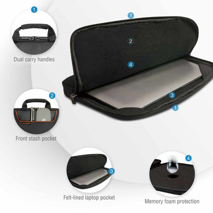 EKF808S11B ContemPRO Laptop Sleeve w/Memory Foam up to 11.6-Inch Black